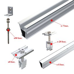 Kit structura montaj AeroCompact® pentru 13* panouri fotovoltaice, acoperis din tigla metalica