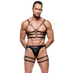 Zado Leather Chest & Waist Harness Set 2010275 Black