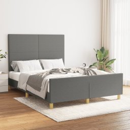 Cadru de pat cu tablie, gri închis, 140x200 cm, textil GartenMobel Dekor