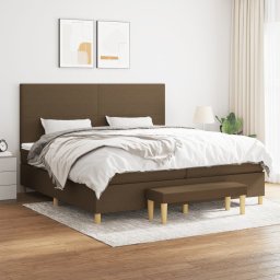 Pat box spring cu saltea, maro închis, 200x200 cm, textil GartenMobel Dekor