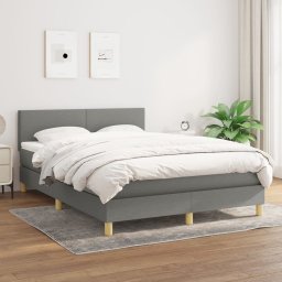 Pat box spring cu saltea, gri închis, 140x190 cm, textil GartenMobel Dekor