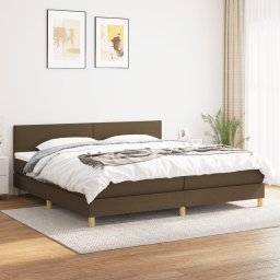 Pat box spring cu saltea, maro închis, 200x200 cm, textil GartenMobel Dekor