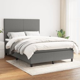 Pat box spring cu saltea, gri închis, 140x200 cm, textil GartenMobel Dekor