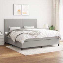 Pat box spring cu saltea, gri deschis, 200x200 cm, textil GartenMobel Dekor