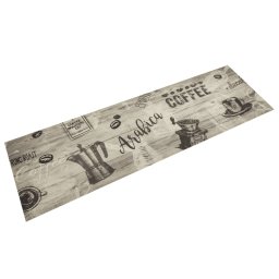 Covor de bucatarie lavabil Coffee, gri, 45x150 cm, catifea GartenMobel Dekor