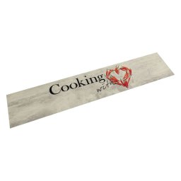 Covor bucatarie lavabil, text Cooking/ardei, 60x300 cm, catifea GartenMobel Dekor