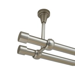Galerie dubla capacel fara inele prindere tavan 19/19 mm crom mat