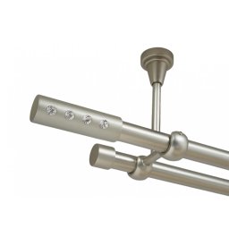 Galerie dubla allure fara inele prindere tavan 19/19 mm crom mat