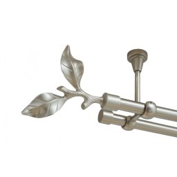 Galerie dubla galaz fara inele prindere tavan 19/19 mm crom mat
