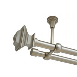 Galerie dubla verdi fara inele prindere tavan 19/19 mm crom mat