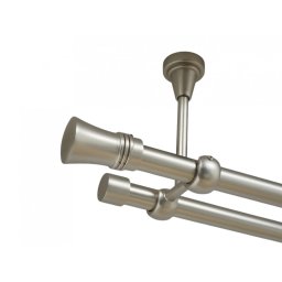 Galerie dubla capri fara inele prindere tavan 19/19 mm crom mat