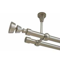 Galerie dubla afina fara inele prindere tavan 19/19 mm crom mat