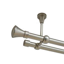Galerie dubla prince fara inele prindere tavan 19/19 mm crom mat