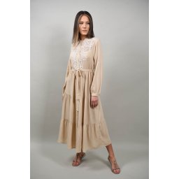 ROCHIE BOHO CHIC LUNGA TIP CAMASA CU BRODERIE MONTI Bej M-L