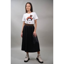 TRICOU BUMBAC FEMEIE CU PISICA ARZACHENA Alb TALIE UNICA