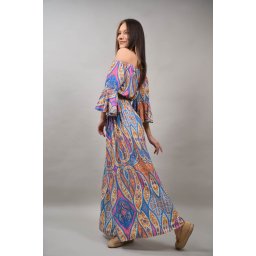 COMPLEU PANTALON CU TOP CROP CU FLORI ROBERTA Albastru S-M