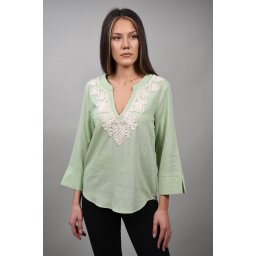 BLUZA TIP TUNICA CU DECOLTEU V KALEIDARE Verde M-L