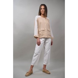 CAMASA CU SNUR IN TALIE SI BUZUNARE APLICATE VELOSO Bej TALIE UNICA