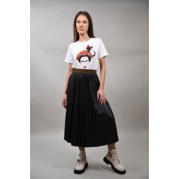 FUSTA LUNGA PLISATA GOLD TALIE UNICA Negru