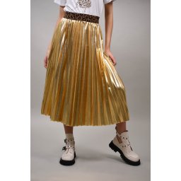 FUSTA LUNGA PLISATA GOLD TALIE UNICA Auriu