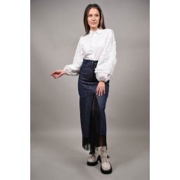 FUSTA DENIM COMBINATA CU TUL MADDALENA M Denim