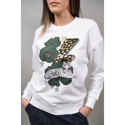 BLUZA SPORT CU IMPRIMEU TIGRU GINEVRA Alb TALIE UNICA