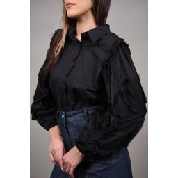 CAMASA SCURTA DIN POPLIN CU MANECA BUFANTA EXILLES Negru M-L