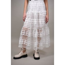 FUSTA LUNGA MACRAME SEMPLICITA Alb TALIE UNICA