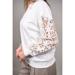 BLUZA SPORT CU MANECA BRODATA ARMONIOSO Alb TALIE UNICA