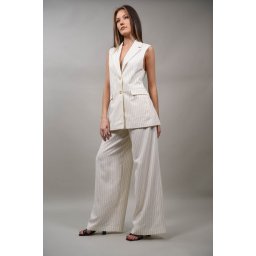 PANTALONI COSTUM CU DUNGI NEGRE VENEZIA L Ivory