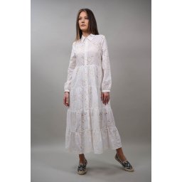 ROCHIE BOHO CHIC LUNGA TIP CAMASA CU BRODERIE CHARME Alb M-L