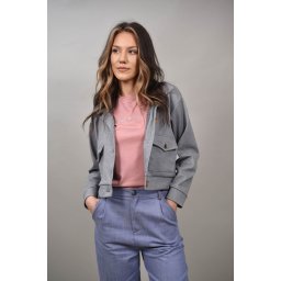 JACHETA SCURTA SOFT CU BUZUNARE APLICATE ELSA TALIE UNICA Gri