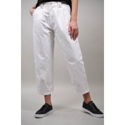 PANTALONI CARROT CU PENSE IN PARTEA DE SUS IRENE Alb S-M