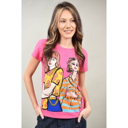 TRICOU CU IMPRIMEU FETE STRASURI STELLANZA Roz M-L