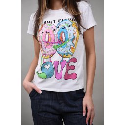 TRICOU DONUTS CU APLICATII STRASURI AMARANTA Alb M-L