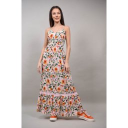 ROCHIE BOHO CHIC LUNGA FLORALA CU BRETELE SUBTIRI BEINETTE Roz L-XL