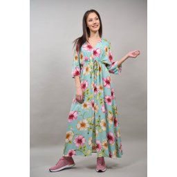 ROCHIE LUNGA CU FLORI BARCELLONA Verde Menta L-XL