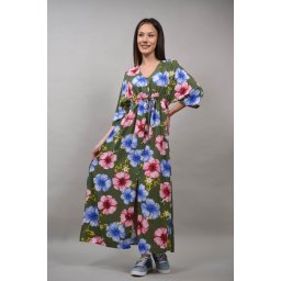 ROCHIE LUNGA CU FLORI BARCELLONA Kaki S-M