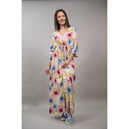 ROCHIE LUNGA CU FLORI BARCELLONA Bej Deschis L-XL