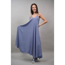 ROCHIE LUNGA CU BRETELE SUBTIRI ROMBURI MULTICOLORA ETERNOZZO Albastru S-M