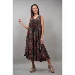 ROCHIE LUNGA CU BRETELE COLORATA MANDALE ALESSIA Negru L-XL