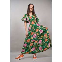 ROCHIE LUNGA BOHO CHIC MULTICOLORA INDIAN BUJORI ARLENA Verde L-XL