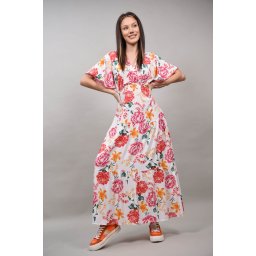 ROCHIE LUNGA BOHO CHIC MULTICOLORA INDIAN BUJORI ARLENA Alb L-XL