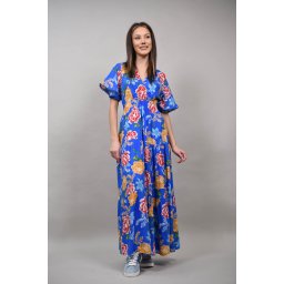 ROCHIE LUNGA BOHO CHIC MULTICOLORA INDIAN BUJORI ARLENA L-XL Albastru Imperial