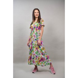 ROCHIE BOHO CHIC LUNGA CU ELASTIC IN TALIE MULTICOLORA ELEGANTO Baby Blue S-M