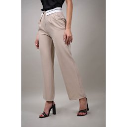 PANTALONI FULL LEGHT CU TALIE COMBINATA ESTELLE S Bej