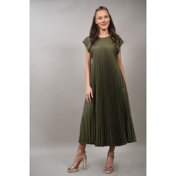 ROCHIE LUNGA PLISATA CU BUZUNARE BARRALI TALIE UNICA Kaki