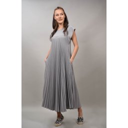 ROCHIE LUNGA PLISATA CU BUZUNARE BARRALI TALIE UNICA Gri