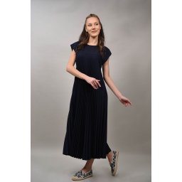 ROCHIE LUNGA PLISATA CU BUZUNARE BARRALI TALIE UNICA Bluemarin