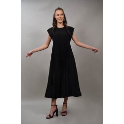 ROCHIE LUNGA PLISATA CU BUZUNARE BARRALI TALIE UNICA Negru
